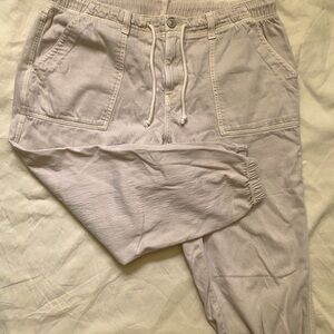 American Eagle Outfitters Plus Size‎ Cream Jogger Pants with Drawstring 16 Short